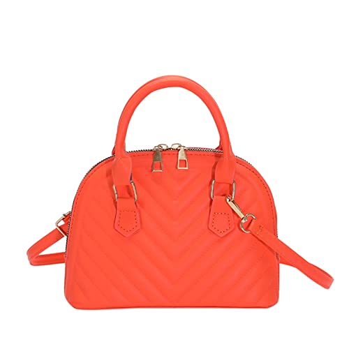 Bolsos de hombro pequeño color sólido versátil bolso doble cremallera bandolera bandolera para mujer nylon, naranja, talla única