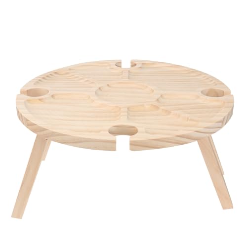 Homoyoyo Mesa Portátil Redonda de Madera para Picnic y Vino, Compacta y Ligera, Adecuado para Jardín y Terraza Exterior