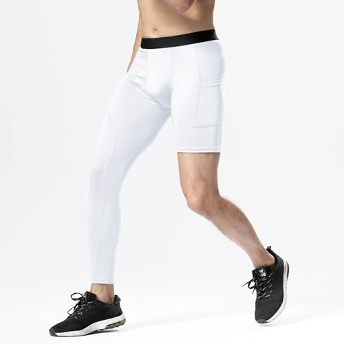 Men’s One Leg Compression Pants Full Length Tight Basketball 1/2 Single Leg Long Pant Base Layer Leggings Underwear2