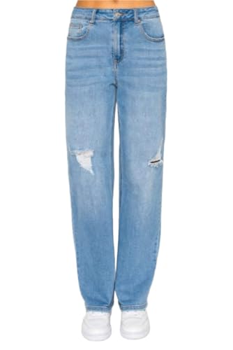 Wax Jean - Destructed Straight Jeans - 90381