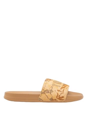 SOLETTA: Gomma Alviero Martini 1A Prima Classe Ciabatta da donna bambina beige marrone cuoio mappa moda mare (Beige, Sistema Taglie Calzature EU, Adulto, Donna, Numero, Media, 35)