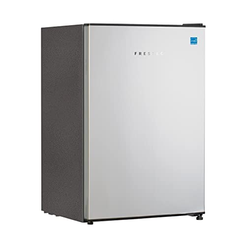 Frestec Mini refrigerador de 2.5 CU', pequeño refrigerador, mini refrigerador con congelador, refrigerador compacto, acero inoxidable (FR 250 SL)