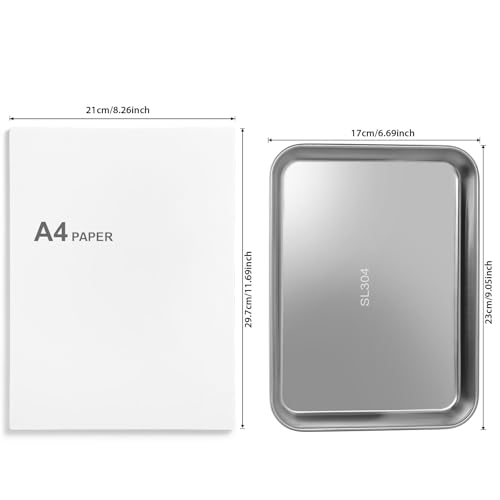 Image of JMU Stainless Steel Tray 3 Pack, SL304 Thickened Stainless Steel Surgical Tray for Medical Instruments, 9.1 inch x 6.7 inch x 1.1 inch