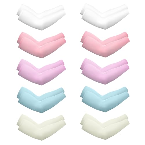 Image of Boao 10 Pcs UV Arm Sleeves Tattoo Cover | UV Sun Protection for Outdoor Activities, Stretchy Breathable Arm Sleeves, Cooling Compression for Sports Cycling Running