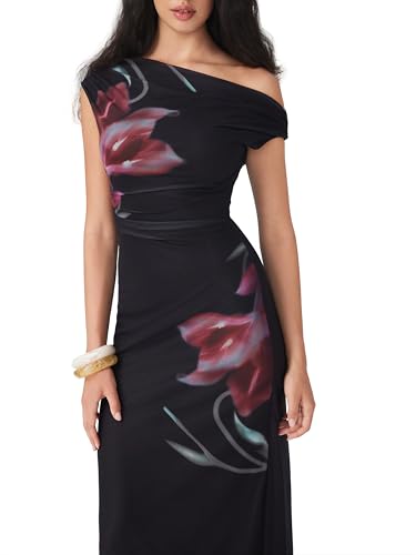 CIDER Women Off Shoulder Maxi Floral Dress Y2k Fall Fashion Wedding Guest Dresses Bodycon Cocktail Party Club Outfits4