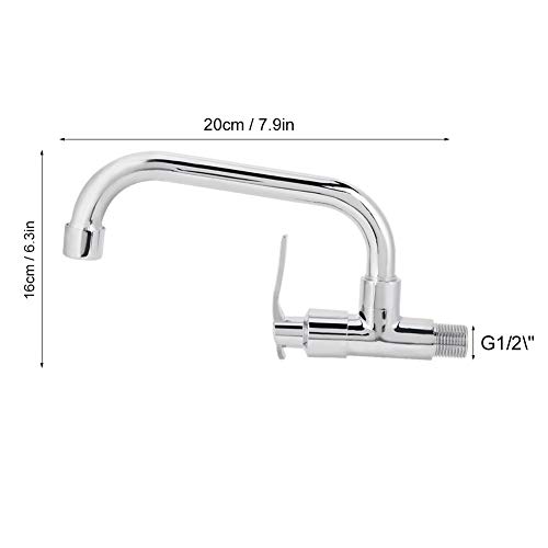 LetCart Wandmontierter Einzel-Kaltwasserhahn Spüle Wasserhahn Küchenarmatur Hochdruck 360° Schwenkbare Spültischarmatur für die Küche (20cm)