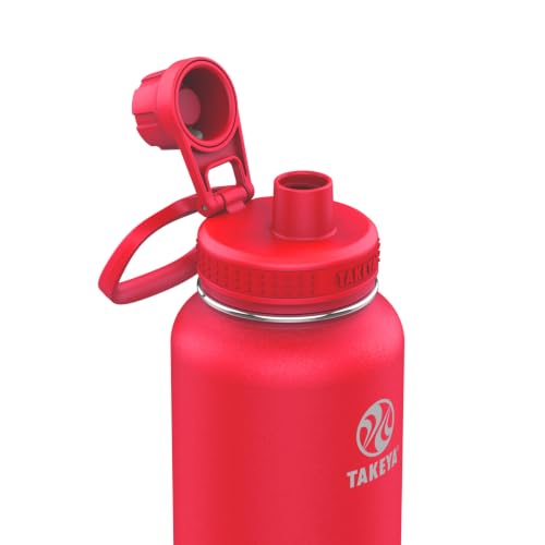 Takeya Actives Water Bottle con Tapa de Pico - Botella con Doble Aislamiento de Acero Inoxidable - Apta para Lavavajillas y Libre de BPA - Botella con Tapa de Pico y Parachoques Extraíble - 40 oz, Color Sandía miniatura 2