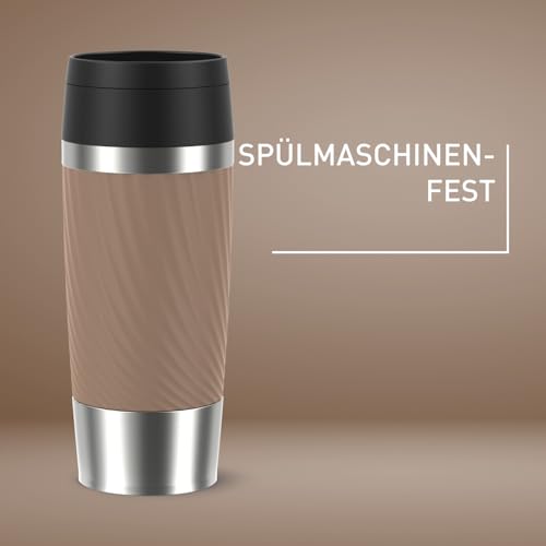 Emsa Travel Mug Classic Twist Isolierbecher 0,36 Liter, Comfort-Schraubverschluss, Quick-Press, auslaufsicher, spülmaschinenfest, 4h warm, 8h kalt, braun, N2025300 3