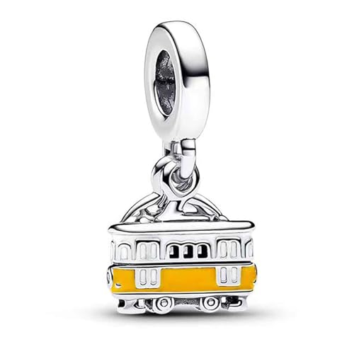 NUNUYAYA Charm Bead Ciondolo in Argento Sterling 925 Double-Decker Bus con Cubic Zirconia Pendenti Compatibile con Braccialetti e Collane europei,Compleanno di Natale Perline per Donne