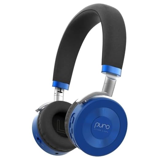 Puro Sound Labs JuniorJam Plus Volume Limiting Headphones for Kids, Safer Audio to Protect Hearing- Adjustable Bluetooth Headphones for Tablets, Smartphones, PCs- 22-Hour Battery Life (Blue)