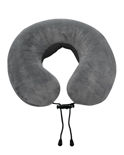 Almohada de viaje inflable con cover de terciopelo Gris miniatura 7