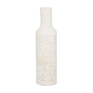 Deco 79 Bamboo Wood Decorative Vase Tall Woven Floor Centerpiece Vase, Vase for Home Decoration 9″ x 9″ x 30″, White