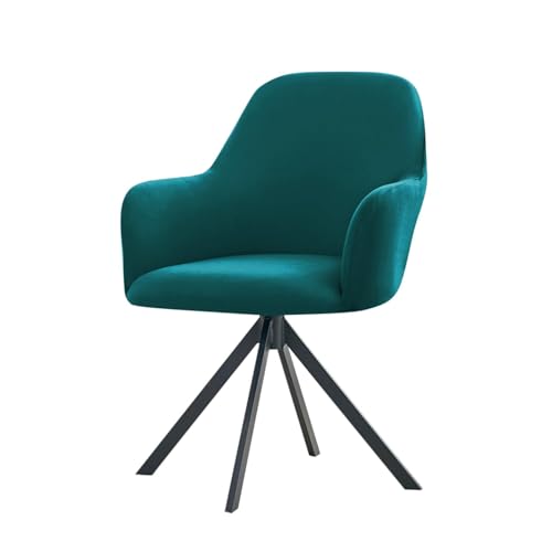 Image of HOKIPO 'SereneSolids' 140 GSM Stretchable Swivel Chair Cover High Armrest Slipcover, Teal (NEW-AR-6247-TL)