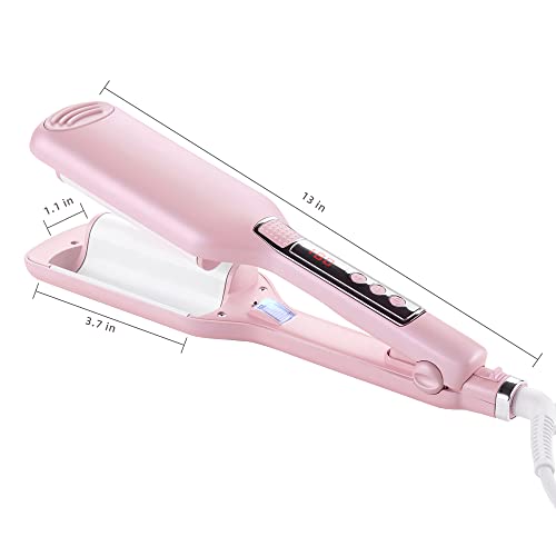 Novus 28Mm Egg Roll Hair Waving Curling Wand Curling Iron Hair Curler Crimper Beach Waver Styling Tools With Negative Ions, Anti-Scald, Dual Voltage Lcd Display, Temperature Control #TOP5