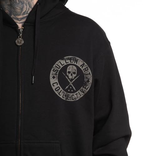 Sullen Men's Badge of Honor Classic Tattoo Lifestyle Graphic Long Sleeve Zip Up Hooded Fleece Sweatshirt Black4