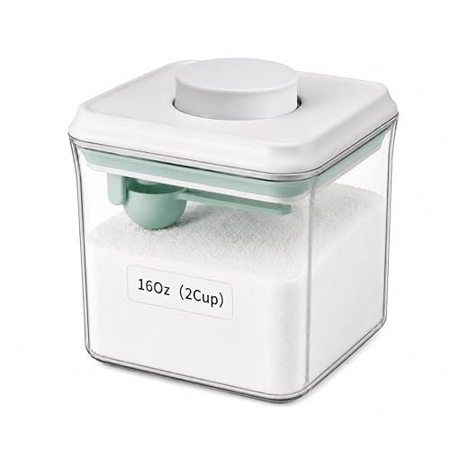 USYOGO POP Spice Baking-soda Small Airtight-Containers - 2Cup(0.5Qt/500Ml) Clear Jar | 1/2 Tablespoon Scoop | For Baking Soda, Powder, and Snacks