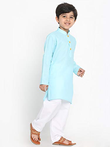 Image of JBN Creation Boys Cotton Blend Kurta Pyjama Set - Ethnic Elegance for Festivals | Comfortable Classic Collar Full Sleeves Kurta for Kids