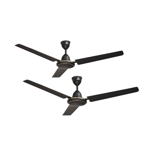 Image of Omen Changing Lives Dollar 1200mm Ceiling Fan for Home | BEE Star Rated Energy Efficient | Rust Resistant | Superior Air Delivery | High Speed | 2 Year Warranty | (Black) Pack of 2