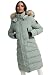 Produktbild MARIKOO lange Damen Winterjacke warmer Parka gesteppt mit Kapuze B890 [B890-Schneestern-Smokey-Mint-Gr.L]