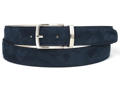 Ceinture en daim bleu marine Paul Parkman pour homme en cuir véritable
