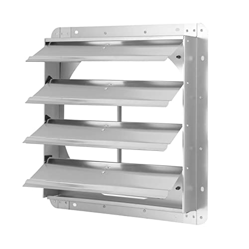 iPower 16-Inch Square Aluminum Automatic Gravity Shutter Louver Vent, Silver