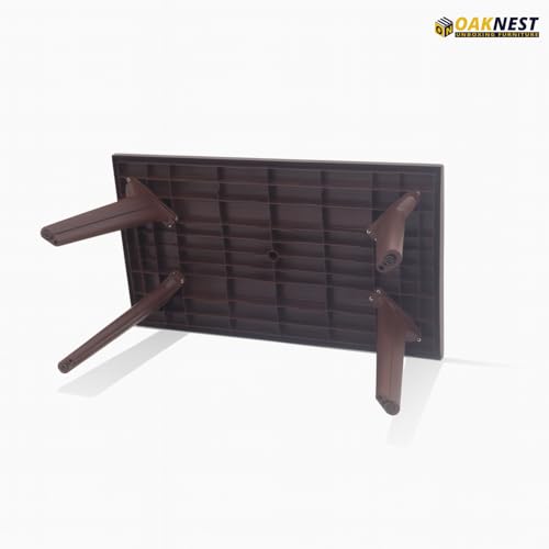 Image of Oaknest Supreme Bison 6-Seater Dining Table in Globus Brown - Robust & Weather-Resistant Plastic Dining Table, Ideal for Indoor & Outdoor Family Meals