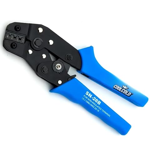 Image of COOLCOLD SN-28B Crimping Tool for Non-Insulated Terminals (AWG 28-18 | 0.1-1mm) - Heavy Duty Ratchet Crimper with Ergonomic Grip for Electrical & DIY Use