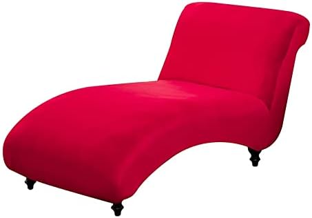 Stretch Chaise Lounge Cover Indoor, Printed Armless Chaise Chair Slipcover Furniture Protector Recliner Sofa Covers for Living Room Machine Washable (Orange)