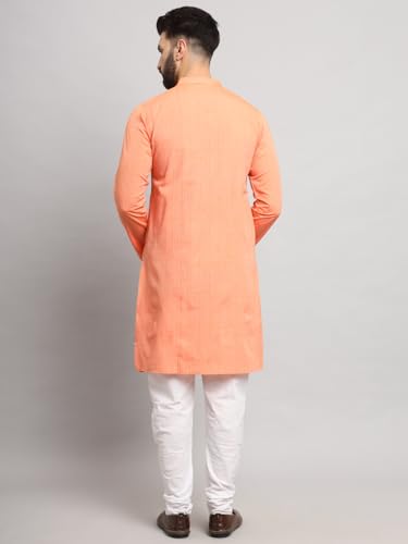 Image of LATEST CHIKAN Men's Cotton Regular Striped Knee Lenght Kurta Full Sleeves - Casual Ethnic Wear