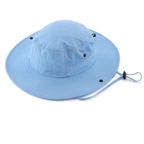 Image of Home Prefer UPF50+ Mens Sun Hat Wide Brim Womens UV Protection Beach Bucket Hat for Fishing Hiking Snap Up Cowboy Hat