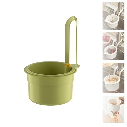 2025 New Faucet Hanging Strainer Press Automatic Dumping Kitchen Draining Basket Food Fruit Vegetable Drain Shelf Sink Storage Holder for Home Kitchen (Green)