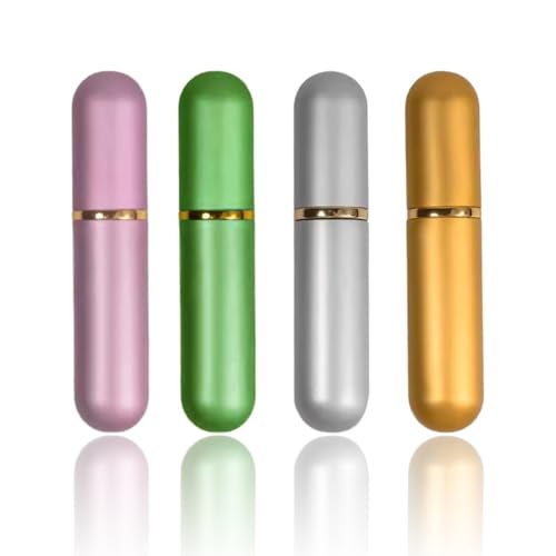 BCHKO 4 Stück Riechstifte Für Ätherische Öle Wick Ätherisches Öl Tuben Aromatherapie Flasche Nasal Inhalatoren Parfüm Rohr Mit 4 Baumwoll-Dochte (Schwarz/Silber/Gold/grau)