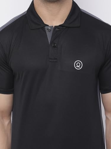 Image of CHKOKKO Men's Active Sports Wear Polo Half Sleeve Gym Tshirt with Button Collar Quick Dry Breathable Perfect for Workout Running Regular Fit Pack of 2