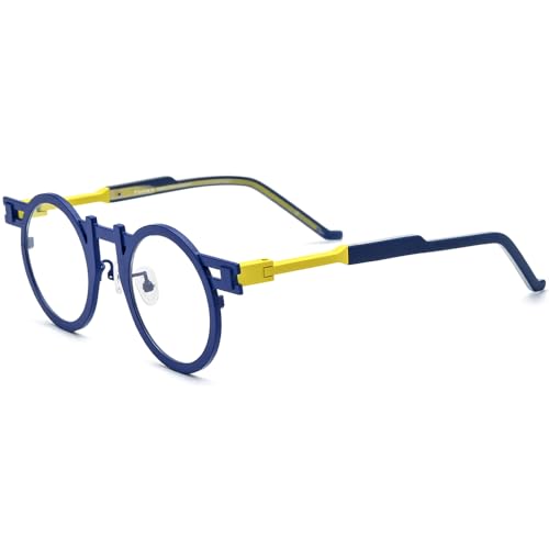 Image of FONEX Colorful Pure Titanium Glasses Frame Women Retro Round Eyeglasses Eyewear F85833