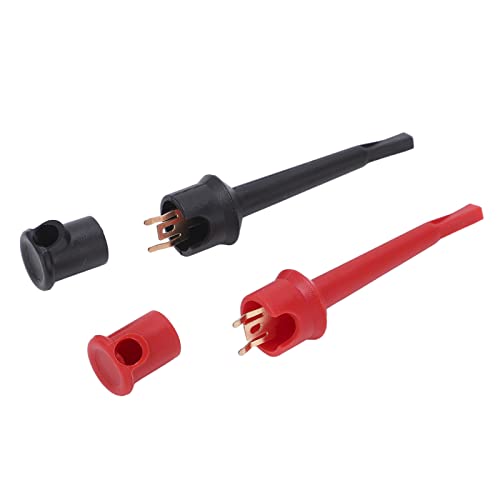 Image of Multimeter Test Hooks and Mini Grabber Clips 10 Pcs (5 Red + 5 Black) for Electrical Testing Circuit Test Probes Insulated, Copper & Stainless Steel Tips