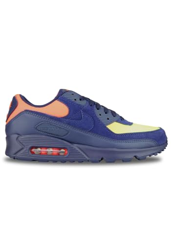 NIKE Air MAX 90, Sneaker Hombre, Lemon Venom Blackened Blue Hyper Crimson, 42 EU