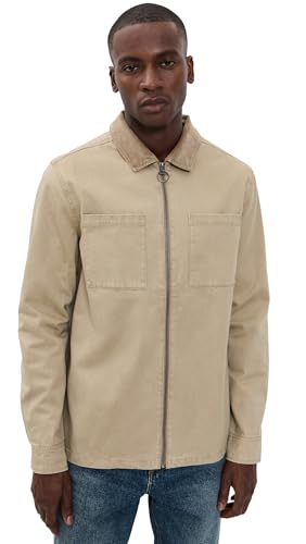 Barbour Camiseta masculina de sarja regular Lenker, Pedra, G