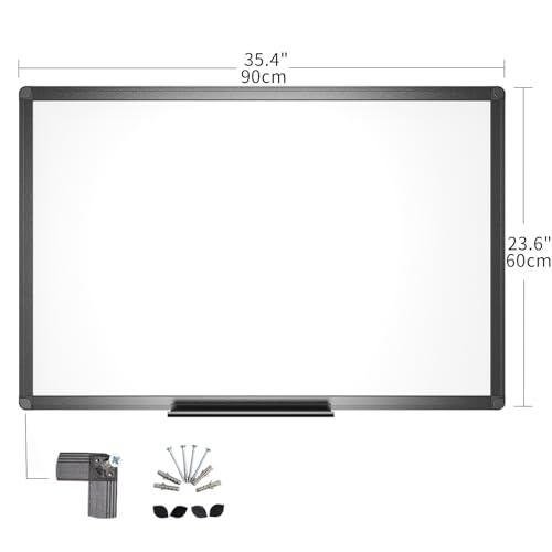 VIZ-PRO Magnetic Dry Erase White Board, 36 X 24 Inches, Black Aluminium Frame image 3