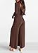 KIRUNDO Long Sleeve Jumpsuit for Women 2025 Summer Fall Fashion Lightweight One Piece Square Neck Wide Leg Romper Pockets(Coffee, Large)