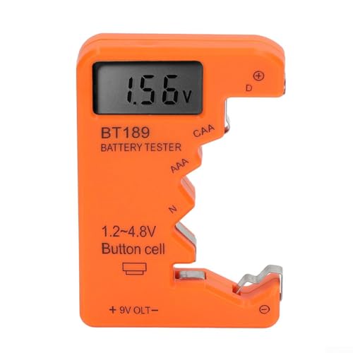 YobiLife Detector de energía de batería, probador digital para pilas AA AAA C D N 9V 6F22 y 1.5V 3V, comprobadores de batería portátiles adecuados para el hogar, oficina o viajes (naranja)