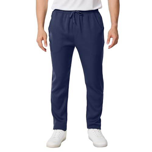 Men's Elastic Waist Hiking Pants Quick-Dry Outdoor Sweatpants with Zipper Pockets for Running Casual Travel