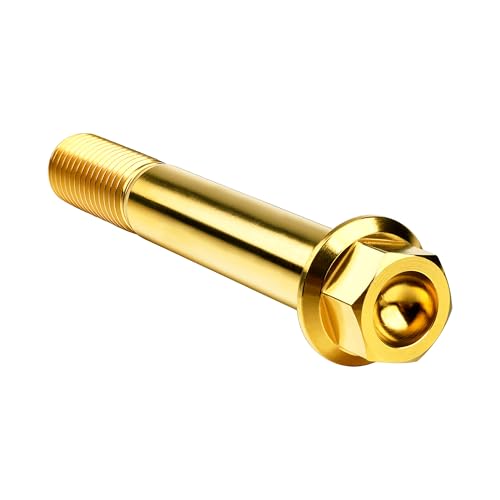 Image of Titanium Bolt M12 30 35 40 45 50 55 60 65 70 75 80 85 90mm Hex Small Flange Head for Motorcycle Car Modification Pack of 4 (M12x80mm Pitch 1.5, Gold)