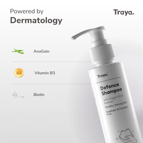 Image of Traya Defence Shampoo & Conditioner - Ayurvedic Hair Care | Shampoo with Vitamin B3 & Pea Protein + Conditioner with Argan Oil & Biotin