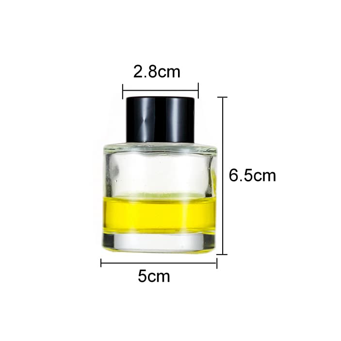 2Pcs 50ml Clear Glass Diffuser Bottles with Black Cap Empty Fragrance Diffuser Jars Essential Oils Containers Aromatherapy Diffuser Bottle for DIY Replacement Reed Diffuser Sticks Sets