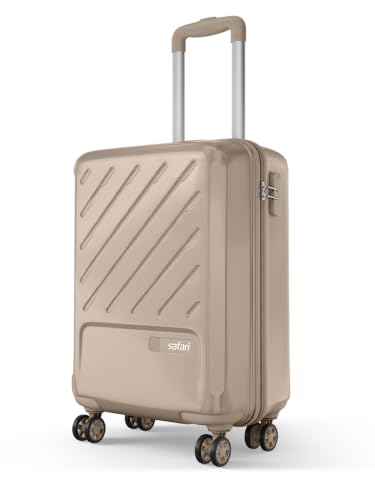 Image of Safari Cabin Symphony 56cm Trolley Bag Hard Case Polypropylene, 8 Spinner Wheels, 360 Degree Wheeling Carry on Luggage, Travel Bag, Suitcase for Travel, Trolley Bags for Travel, Dark Champagne