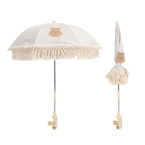 Baby Stroller Parasol, Cartoon Animal Style 63x50cm Adjustable Angle Clamp On Universal Baby Stroller Sun Protection Parasol with Umbrella Clip Fixing Device for Trolley Wheelchair (Squirrel)