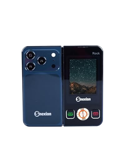 Image of Snexian All-New Rock FOLD MINI Dual Display |Keypad Mobile| with 2.8 inch and 2.4 inch Big Display |Flip|Fold|BT Dialer| Voice Changer |Auto Call Recording|Big Battery| FM |Camera| Feature Phone | Blue