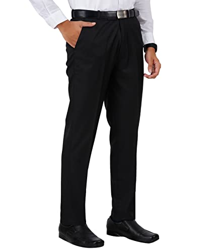 McHenry Men's Wrinkle Free Polyester Blended Stretchable Self Design Formal Regular Fit Trousers