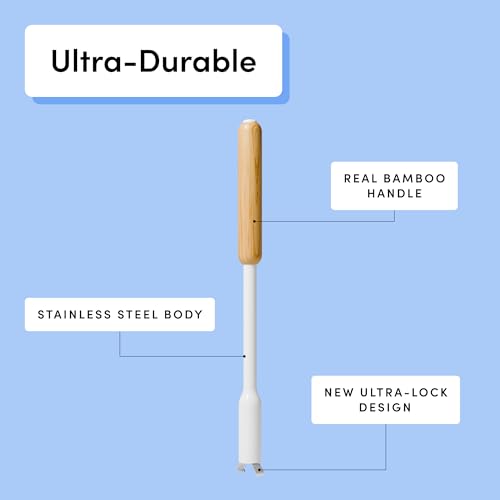 Image of TUSHY Toilet Brush 2.0 Set with Holder, 8 Coconut Husk Scrubbing Pads | Cleanser-Infused and Disposable, Planet Friendly Refills in Lemon and Tea Tree Scents