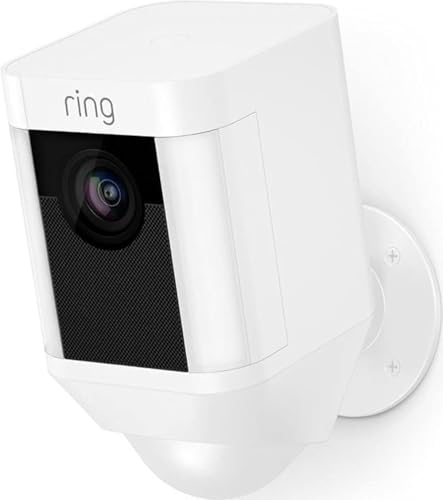 Ring Spotlight Cam Battery HD Security Camera with Built Two-Way Talk and a Siren Alarm, Works with Alexa - White Ring Spotlight Cam Battery HD Security Camera with Built Two-Way Talk and a Siren Alarm, Works with Alexa - White